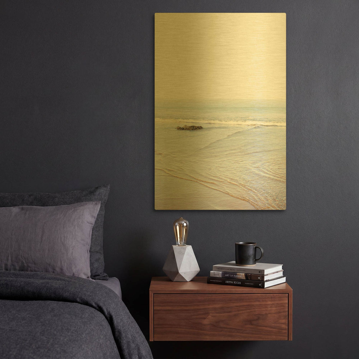 'White Oceans 65' By Ian Winstanley Gold Metal Wall Art