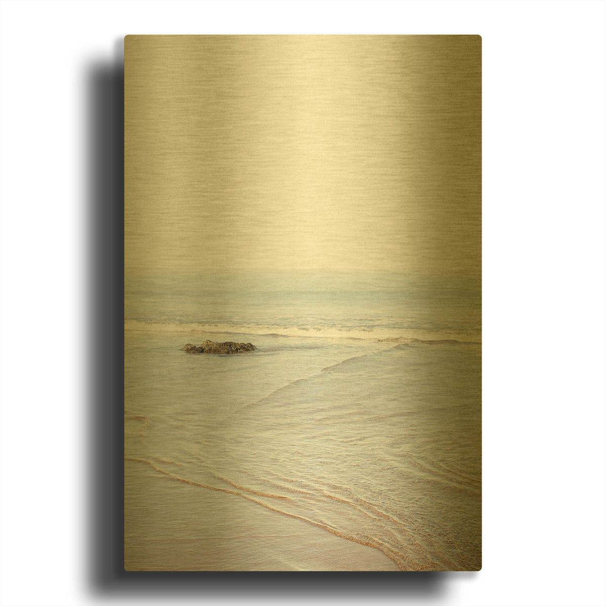 'White Oceans 65' By Ian Winstanley Gold Metal Wall Art