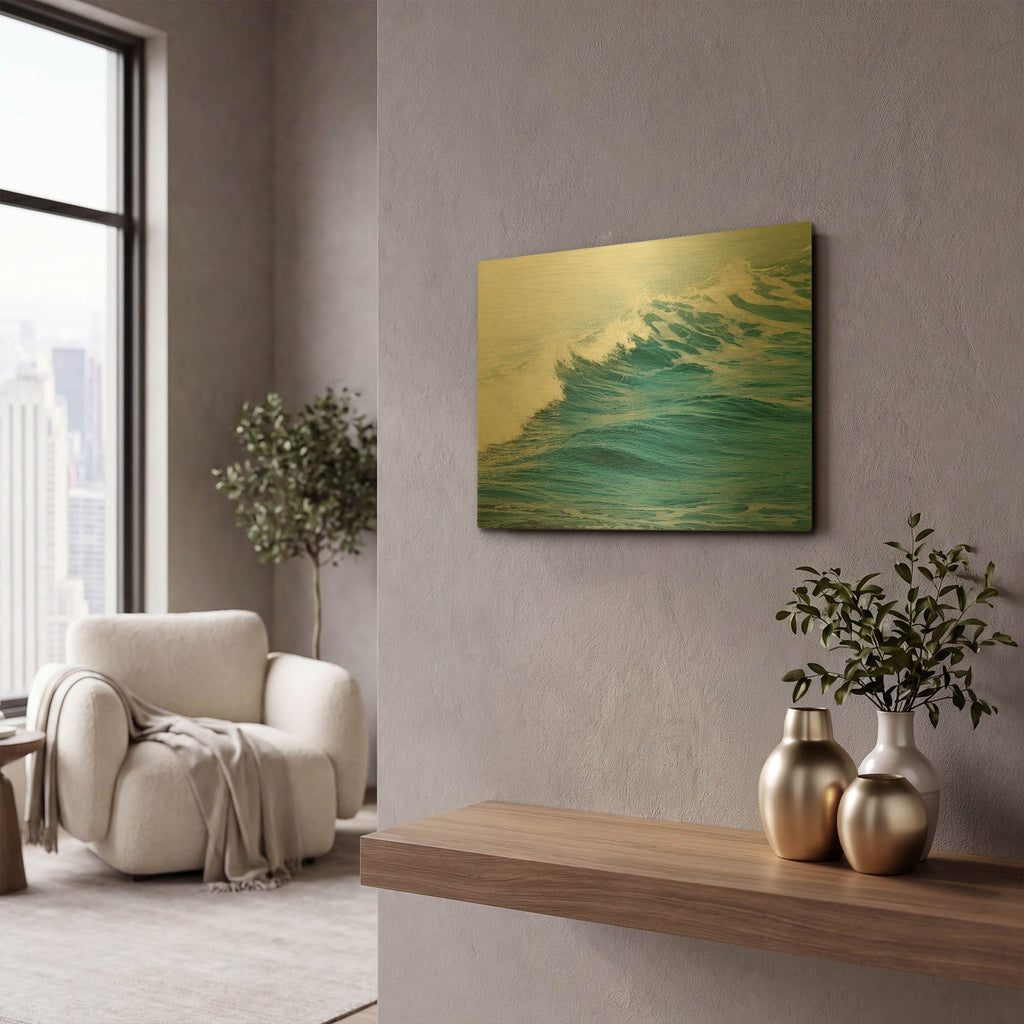 'White Oceans 66' By Ian Winstanley Gold Metal Wall Art