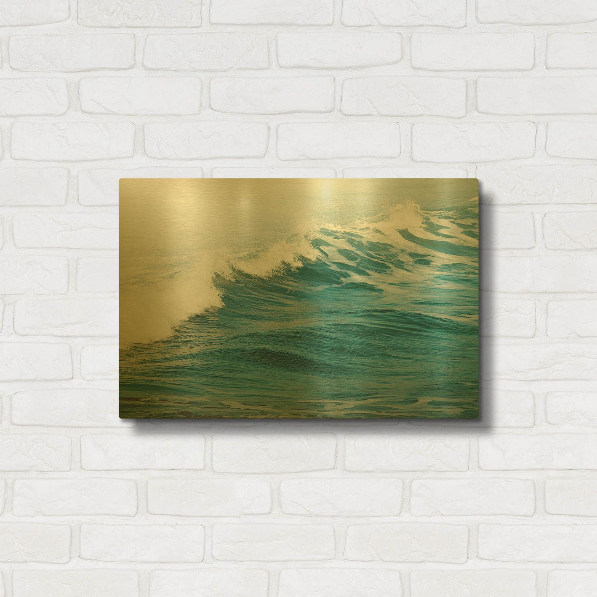 'White Oceans 66' By Ian Winstanley Gold Metal Wall Art