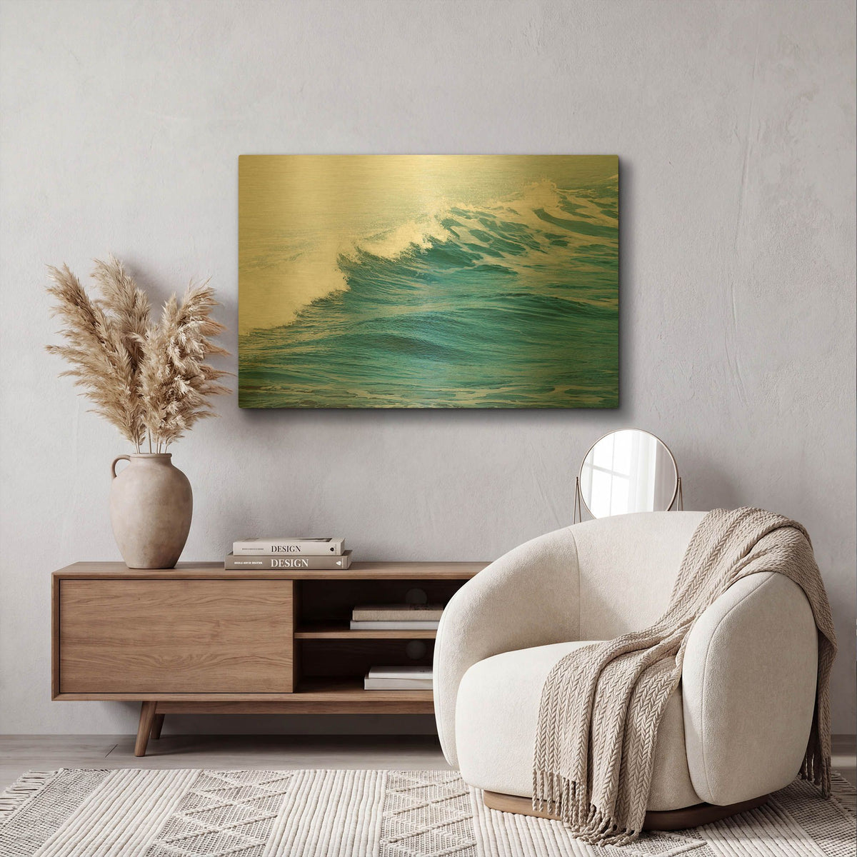 'White Oceans 66' By Ian Winstanley Gold Metal Wall Art