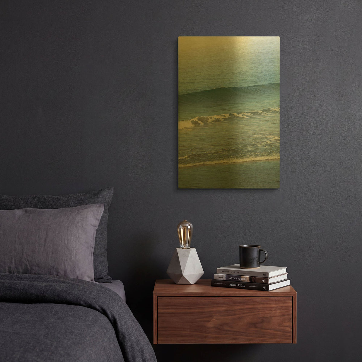 'White Oceans 57' By Ian Winstanley Gold Metal Wall Art