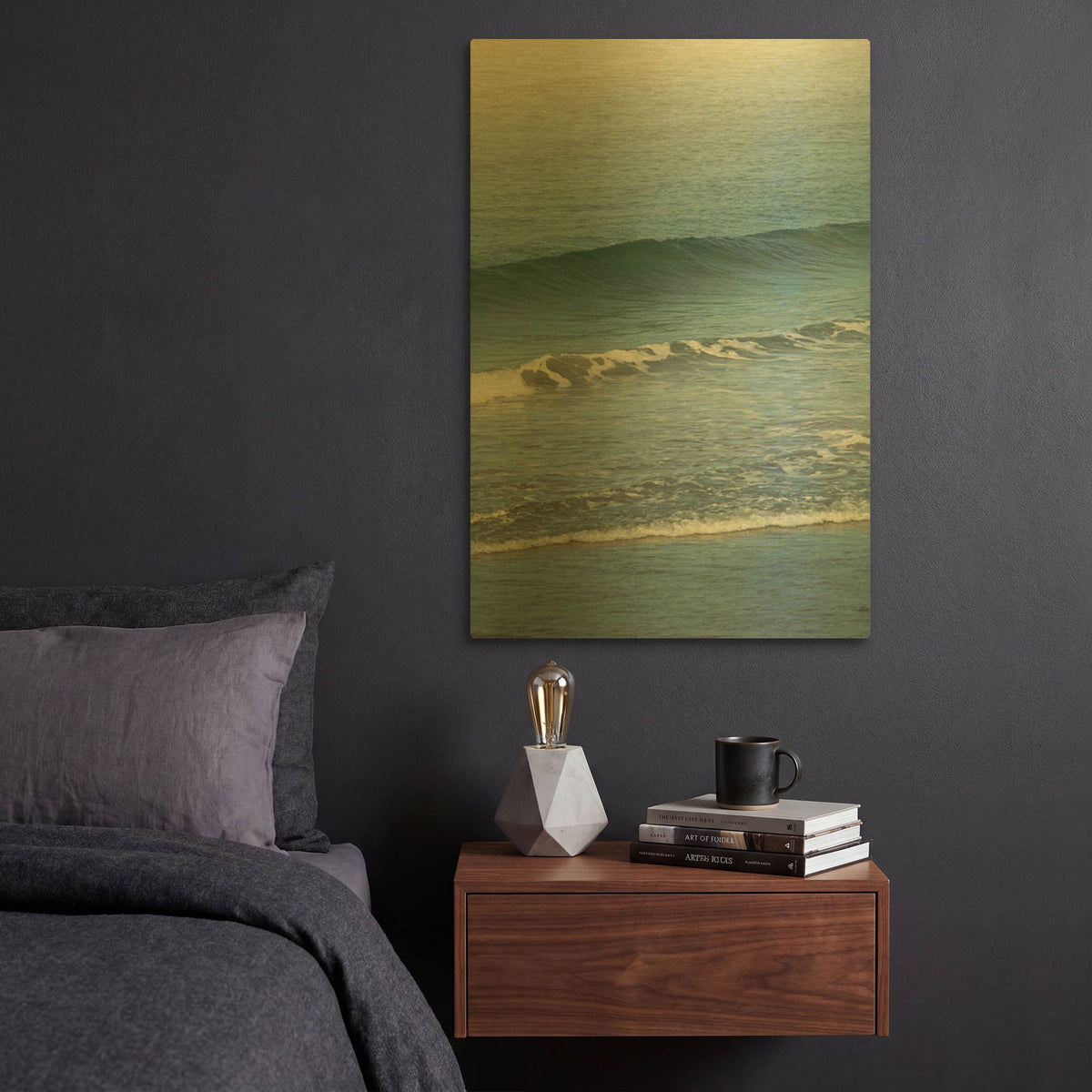 'White Oceans 57' By Ian Winstanley Gold Metal Wall Art
