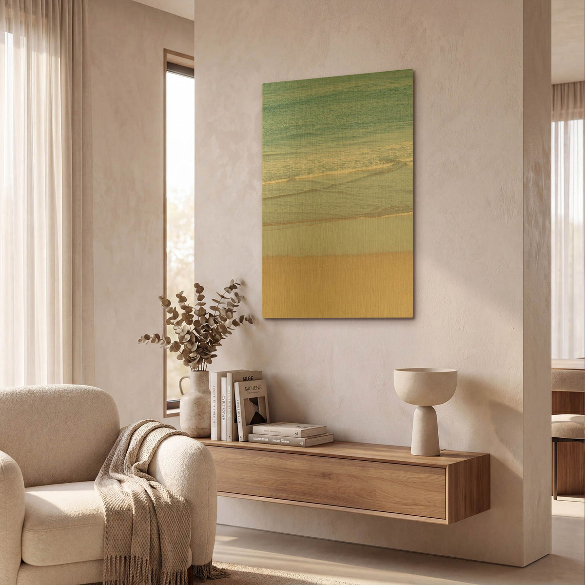 'White Oceans 59' By Ian Winstanley Gold Metal Wall Art