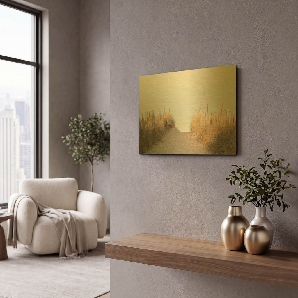 'White Oceans 62' By Ian Winstanley Gold Metal Wall Art
