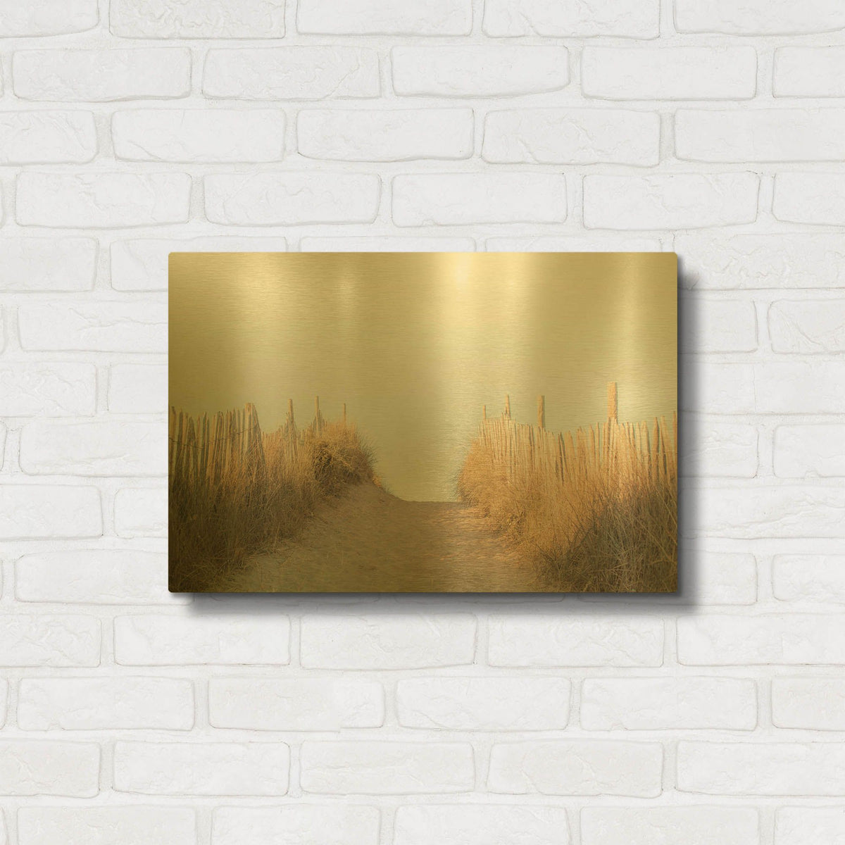 'White Oceans 62' By Ian Winstanley Gold Metal Wall Art