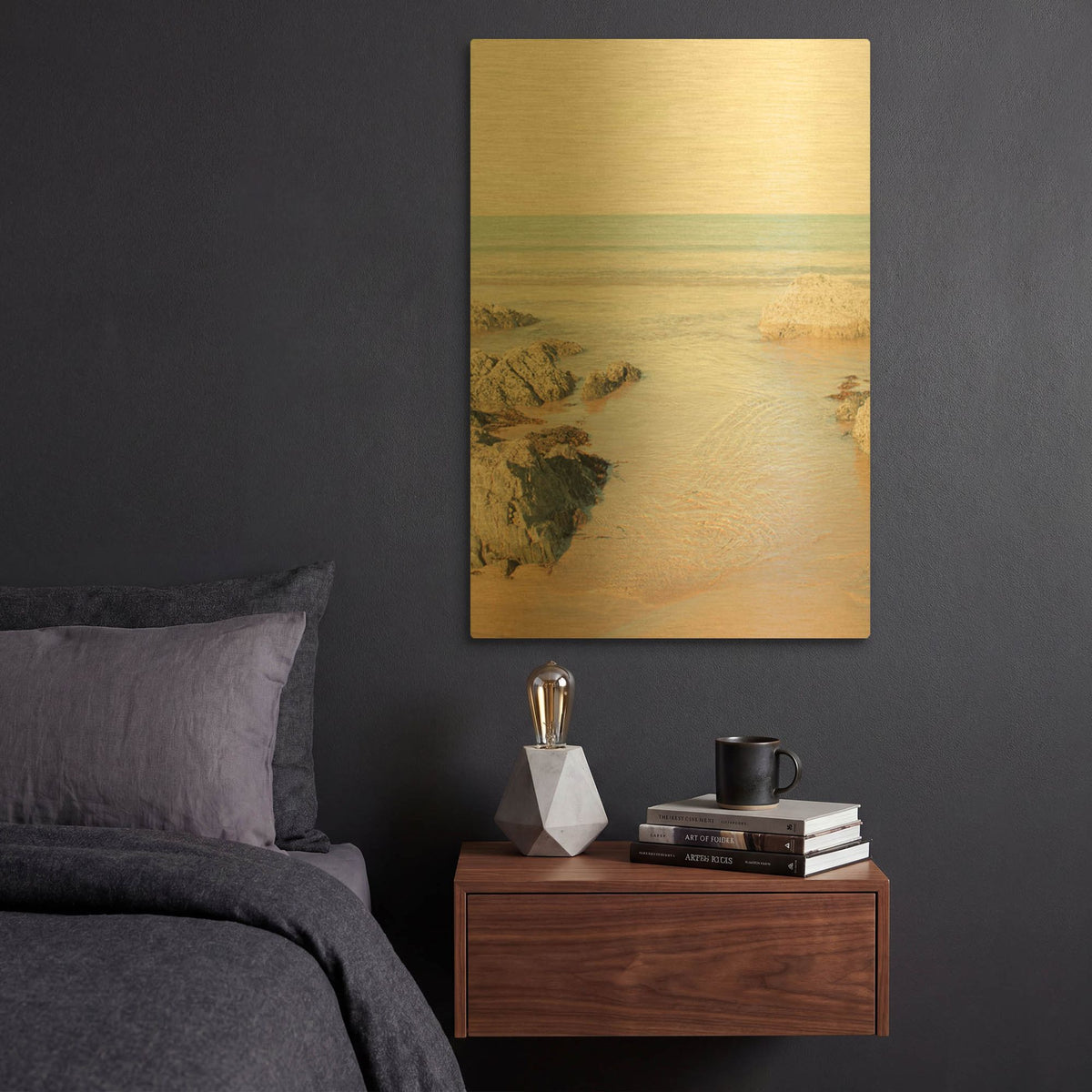 'White Oceans 64' By Ian Winstanley Gold Metal Wall Art