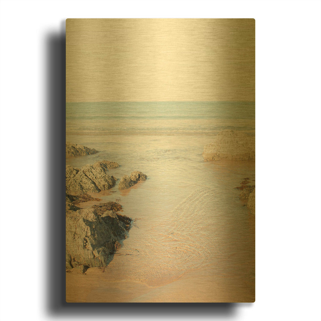 'White Oceans 64' By Ian Winstanley Gold Metal Wall Art