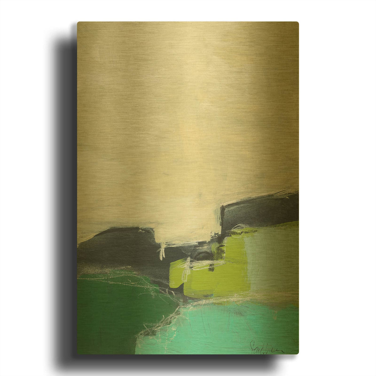 'Landscape No. 99' By Jan Weiss Gold Metal Wall Art
