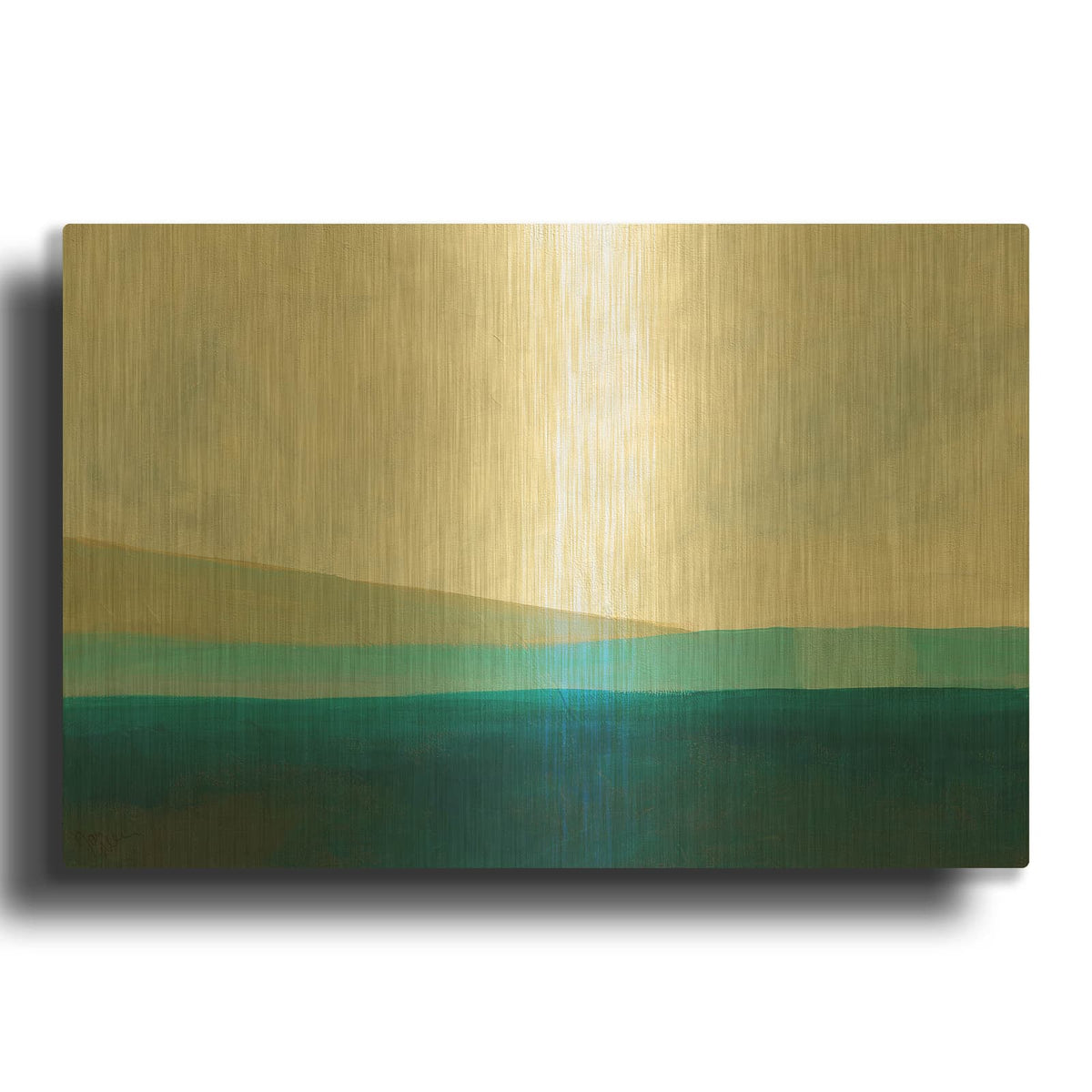 'Layered Earth 3' By Jan Weiss Gold Metal Wall Art