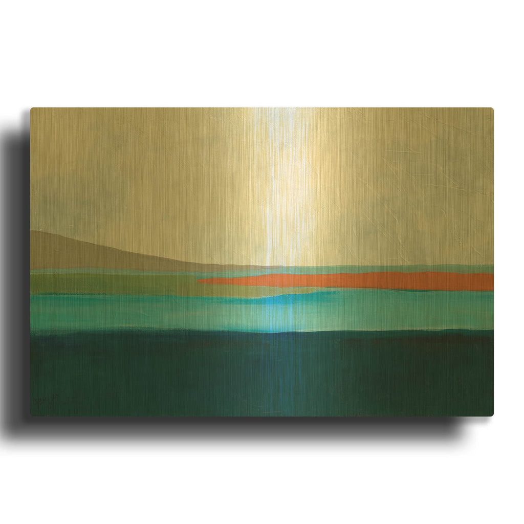 'Layered Earth 4' By Jan Weiss Gold Metal Wall Art