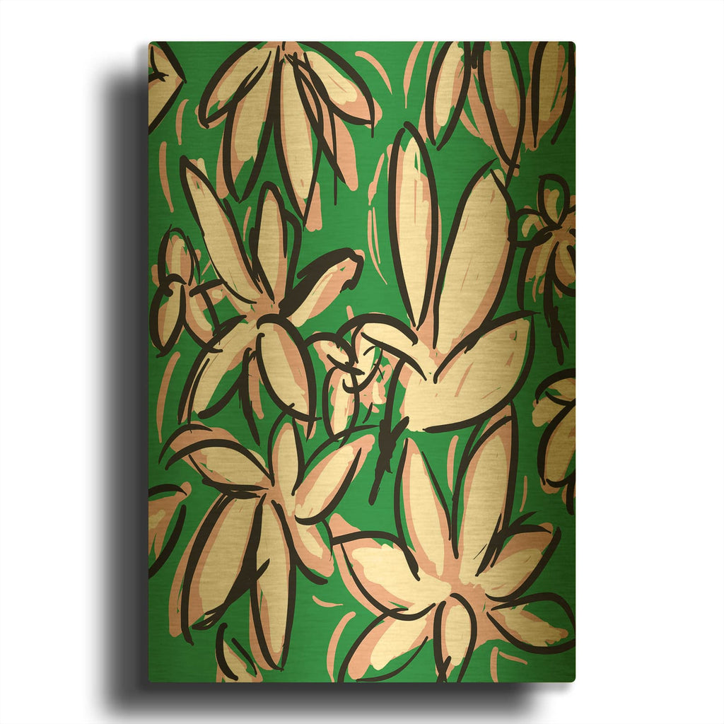 'Wild Garden One' By Jan Weiss Gold Metal Wall Art