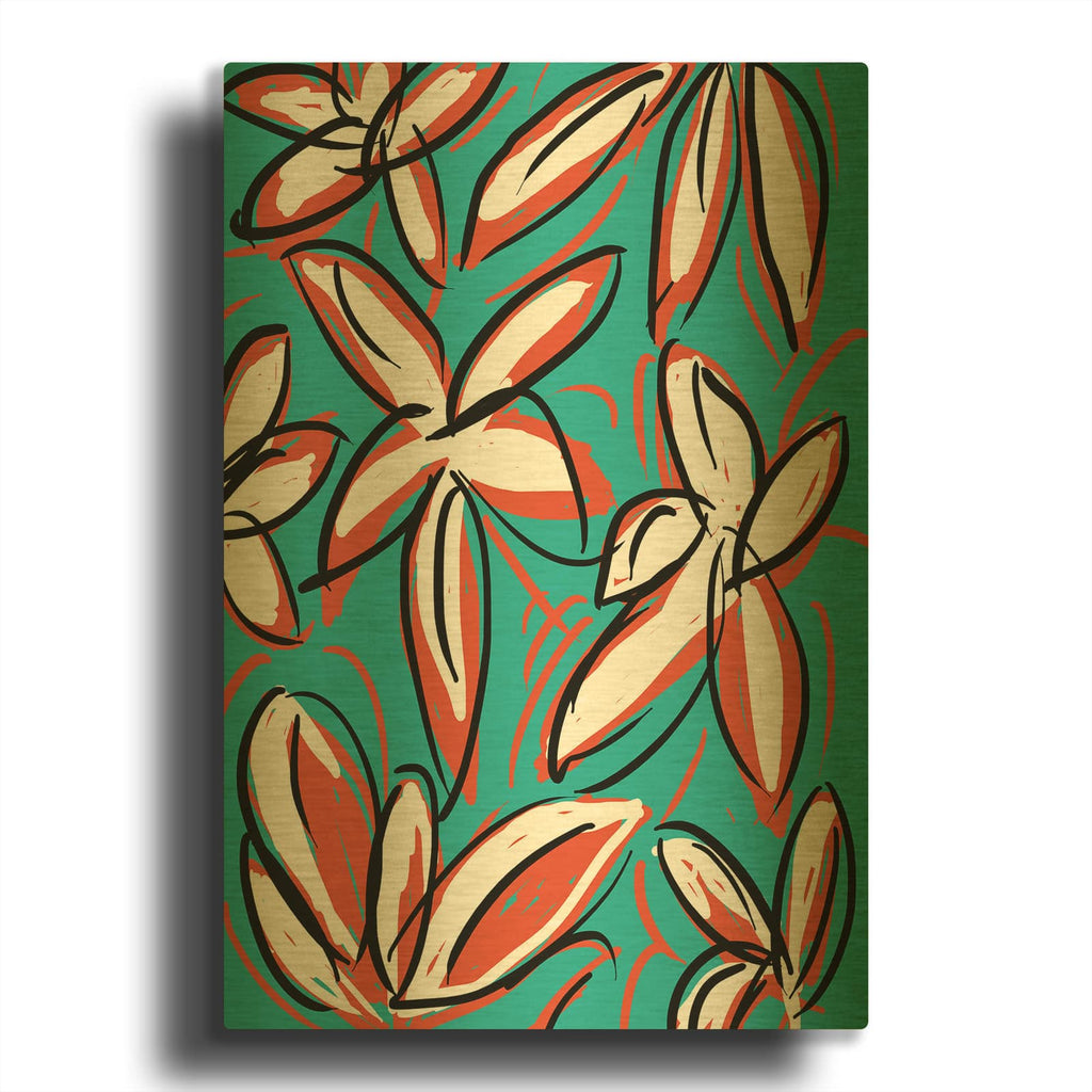 'Wild Garden Two' By Jan Weiss Gold Metal Wall Art