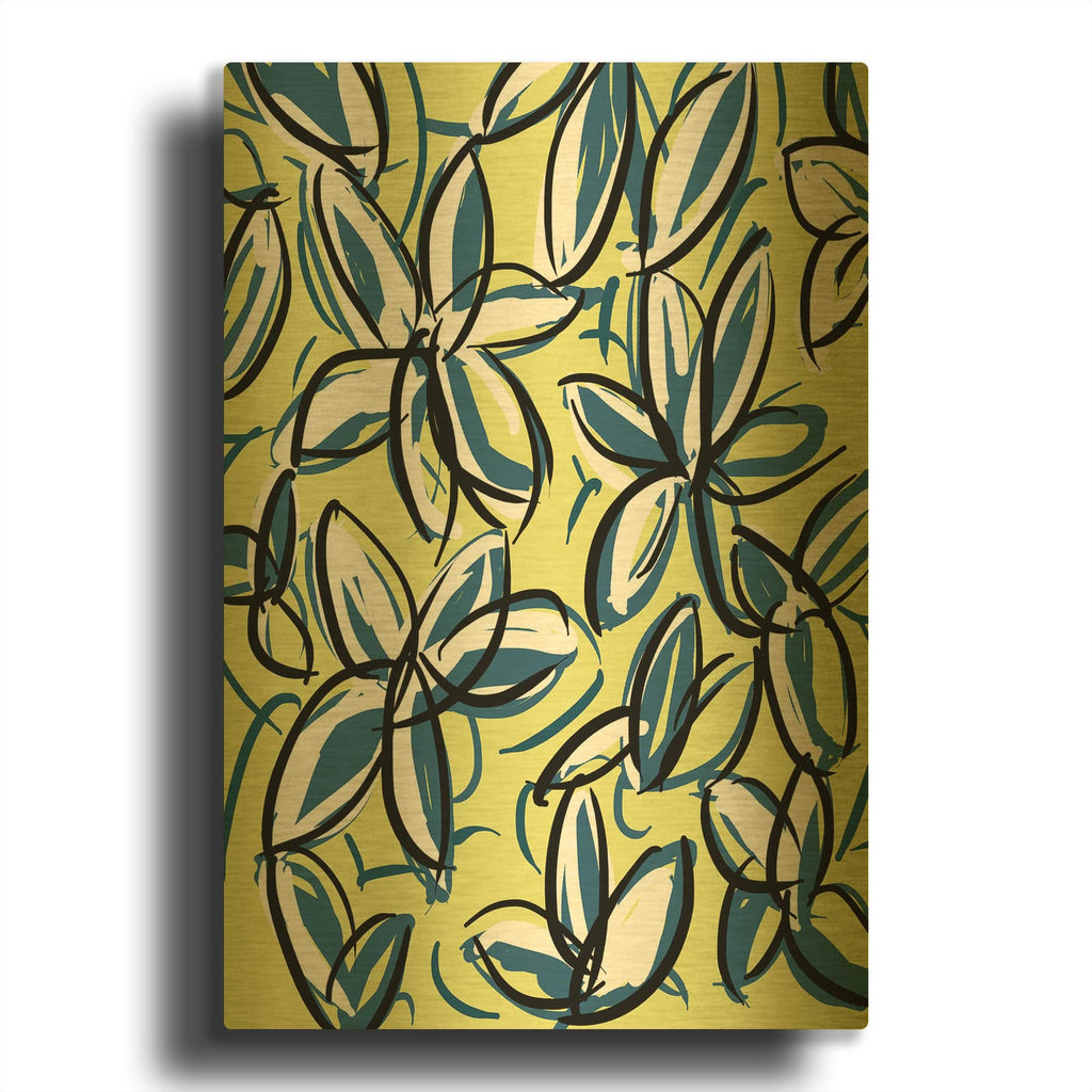 'Wild Garden Three' By Jan Weiss Gold Metal Wall Art