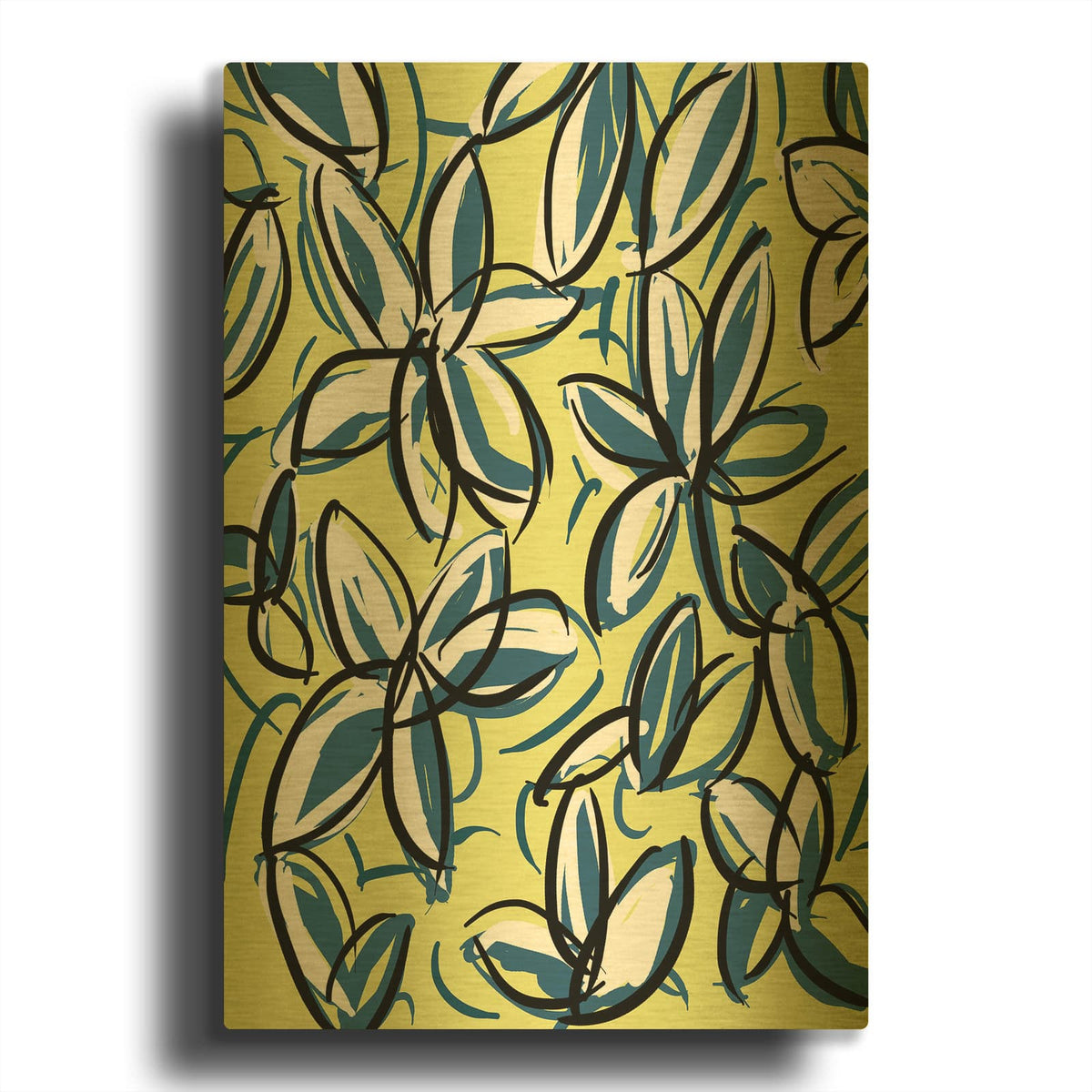 'Wild Garden Three' By Jan Weiss Gold Metal Wall Art