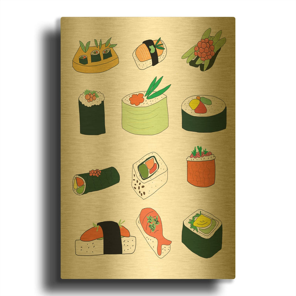 'Sushi Set' By Jan Weiss Gold Metal Wall Art