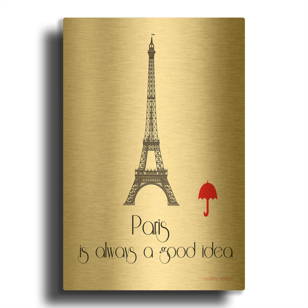 'Paris' By Jan Weiss Gold Metal Wall Art