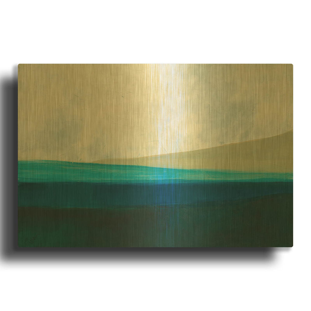 'Layered Earth 1' By Jan Weiss Gold Metal Wall Art