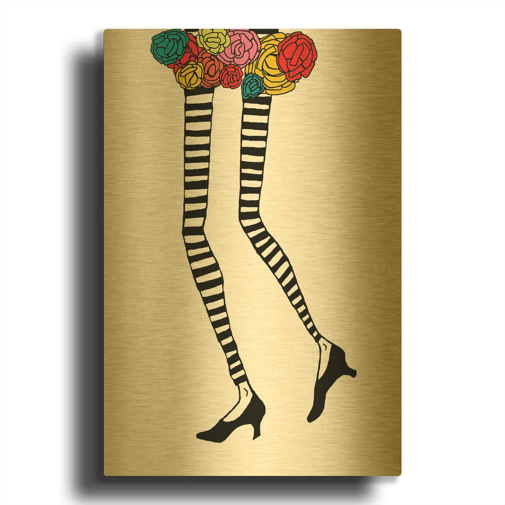 'Skinny Legs 1' By Jan Weiss Gold Metal Wall Art