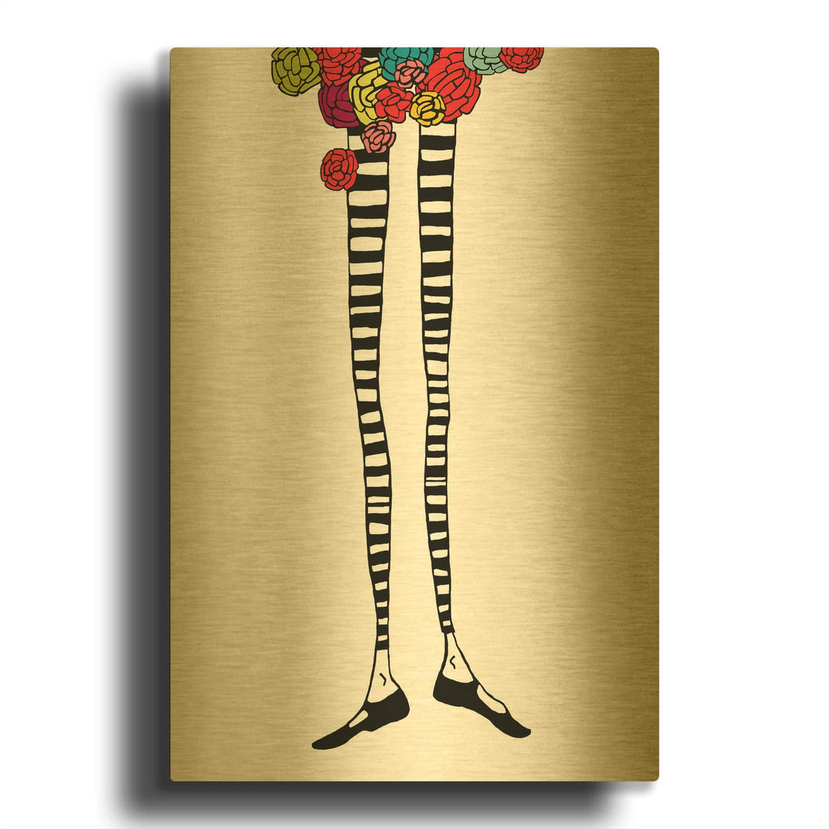 'Skinny Legs 2' By Jan Weiss Gold Metal Wall Art
