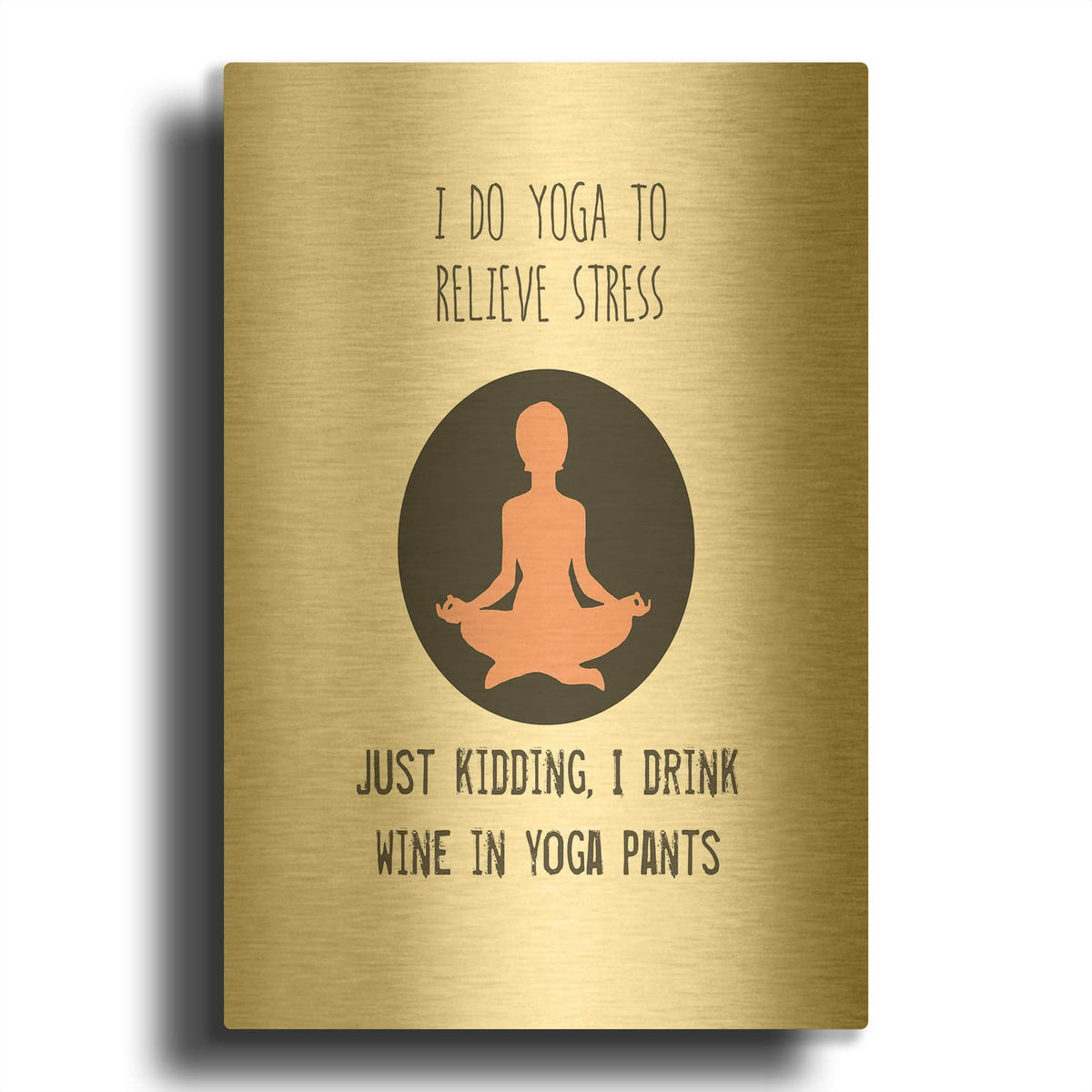 'Wine And Yoga' By Jan Weiss Gold Metal Wall Art