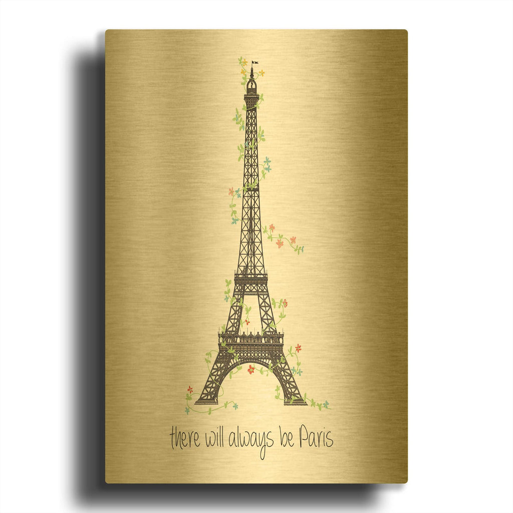 'There Will Always Be Paris' By Jan Weiss Gold Metal Wall Art