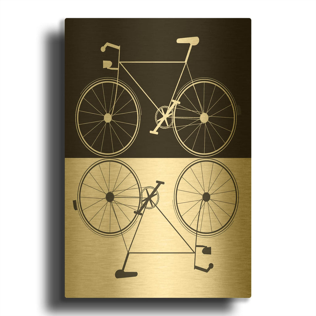 'Two Bikes' By Jan Weiss Gold Metal Wall Art