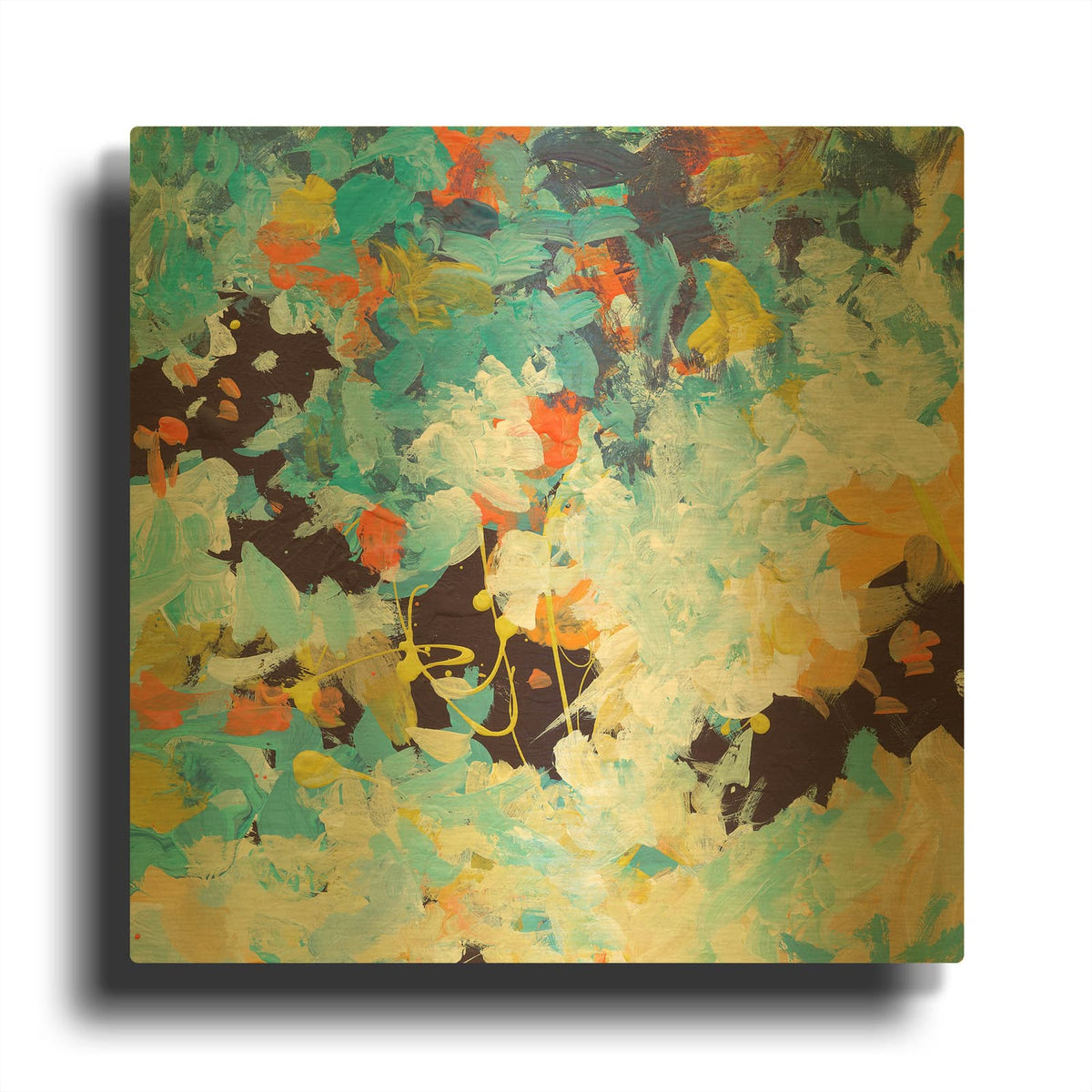 'Lunar Freefall 2' By Jan Weiss Gold Metal Wall Art