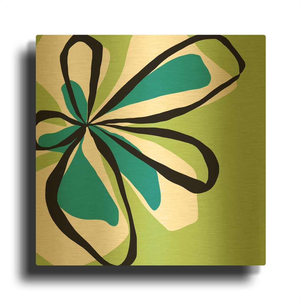 'Oh So Pretty Green' By Jan Weiss Gold Metal Wall Art
