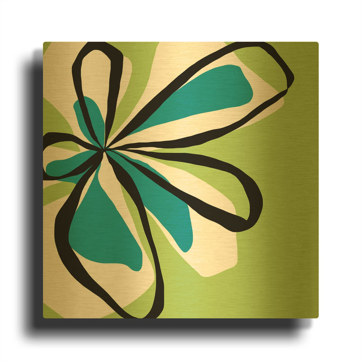 'Oh So Pretty Green' By Jan Weiss Gold Metal Wall Art