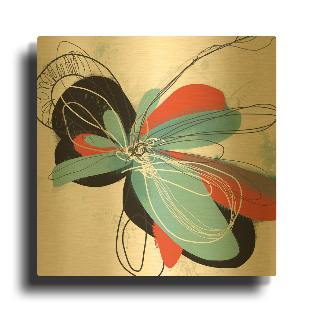 'The Flower Dances 1' By Jan Weiss Gold Metal Wall Art