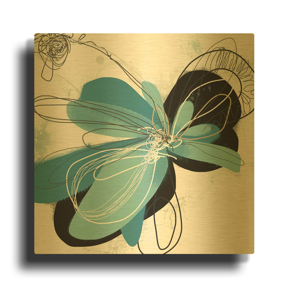 'The Flower Dances 2' By Jan Weiss Gold Metal Wall Art