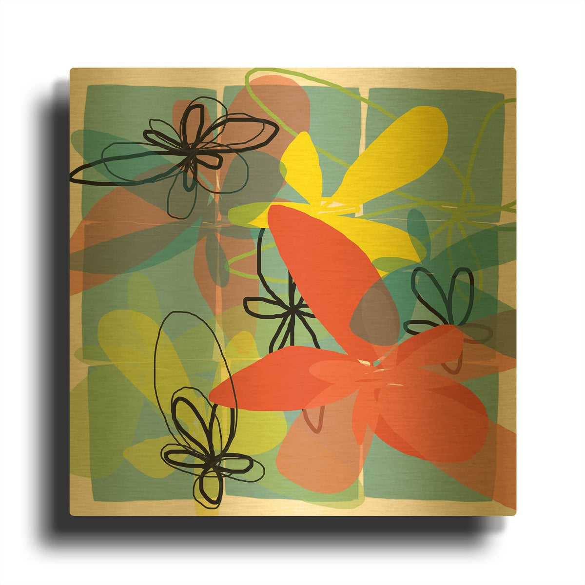 'Pop Goes Space Two' By Jan Weiss Gold Metal Wall Art