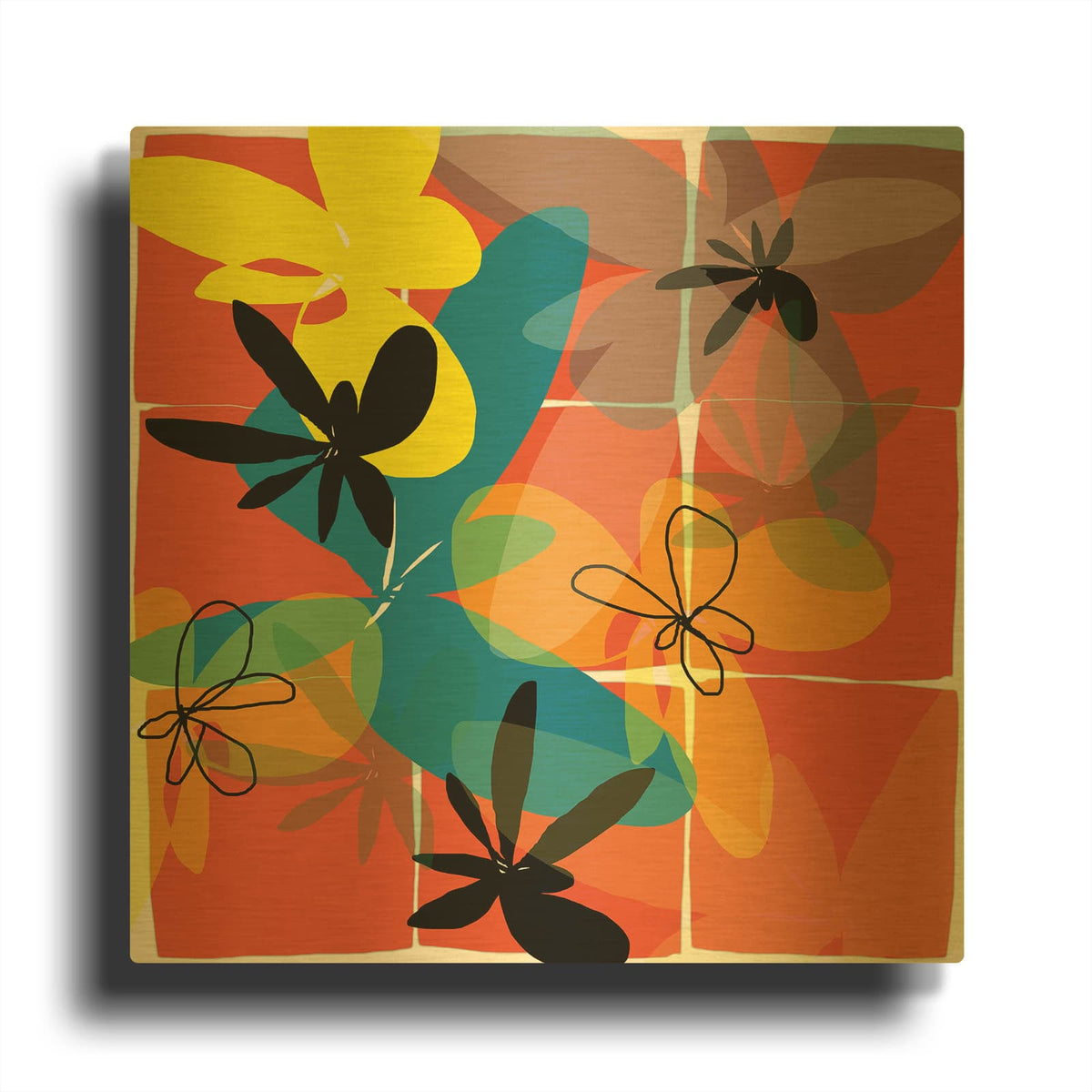 'Pop Goes Space Three' By Jan Weiss Gold Metal Wall Art