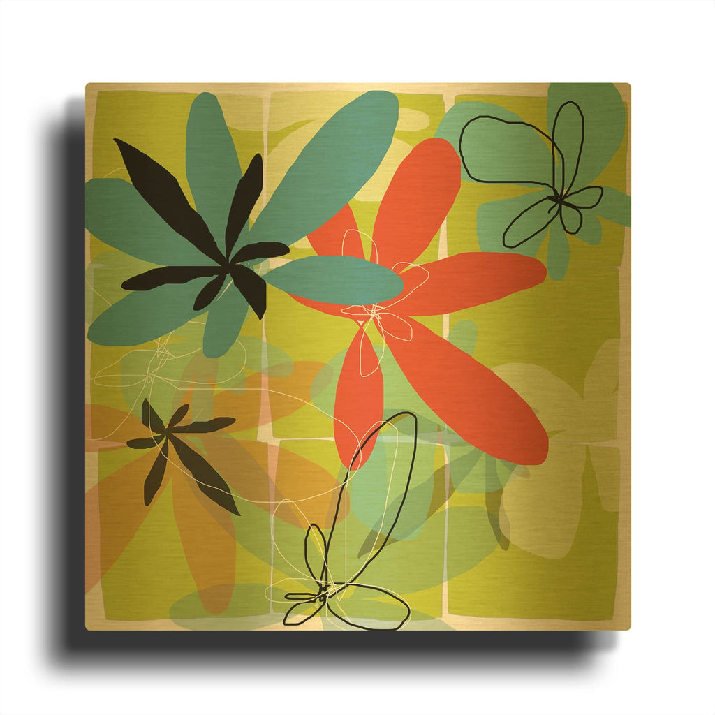 'Pop Goes Space Four' By Jan Weiss Gold Metal Wall Art