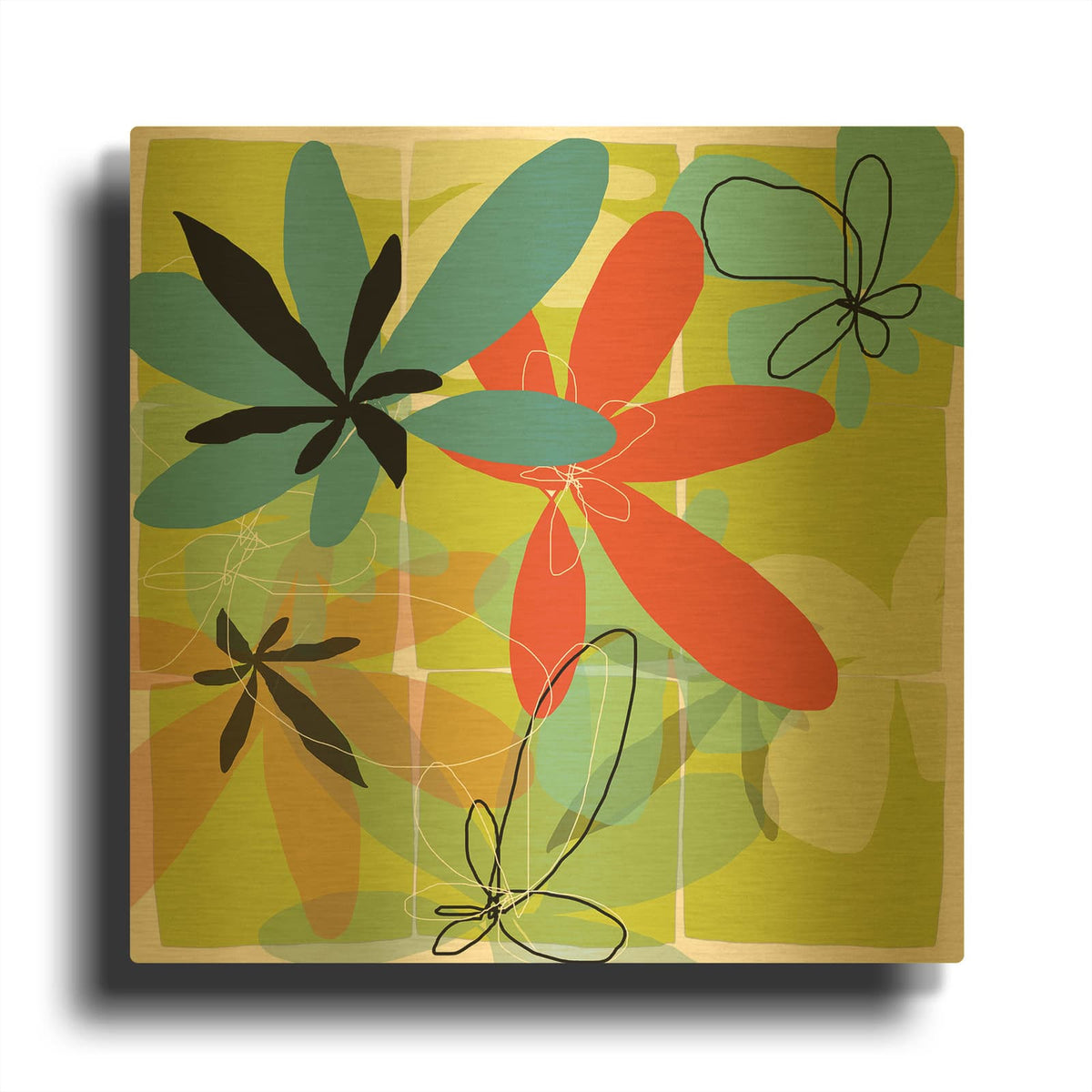'Pop Goes Space Four' By Jan Weiss Gold Metal Wall Art