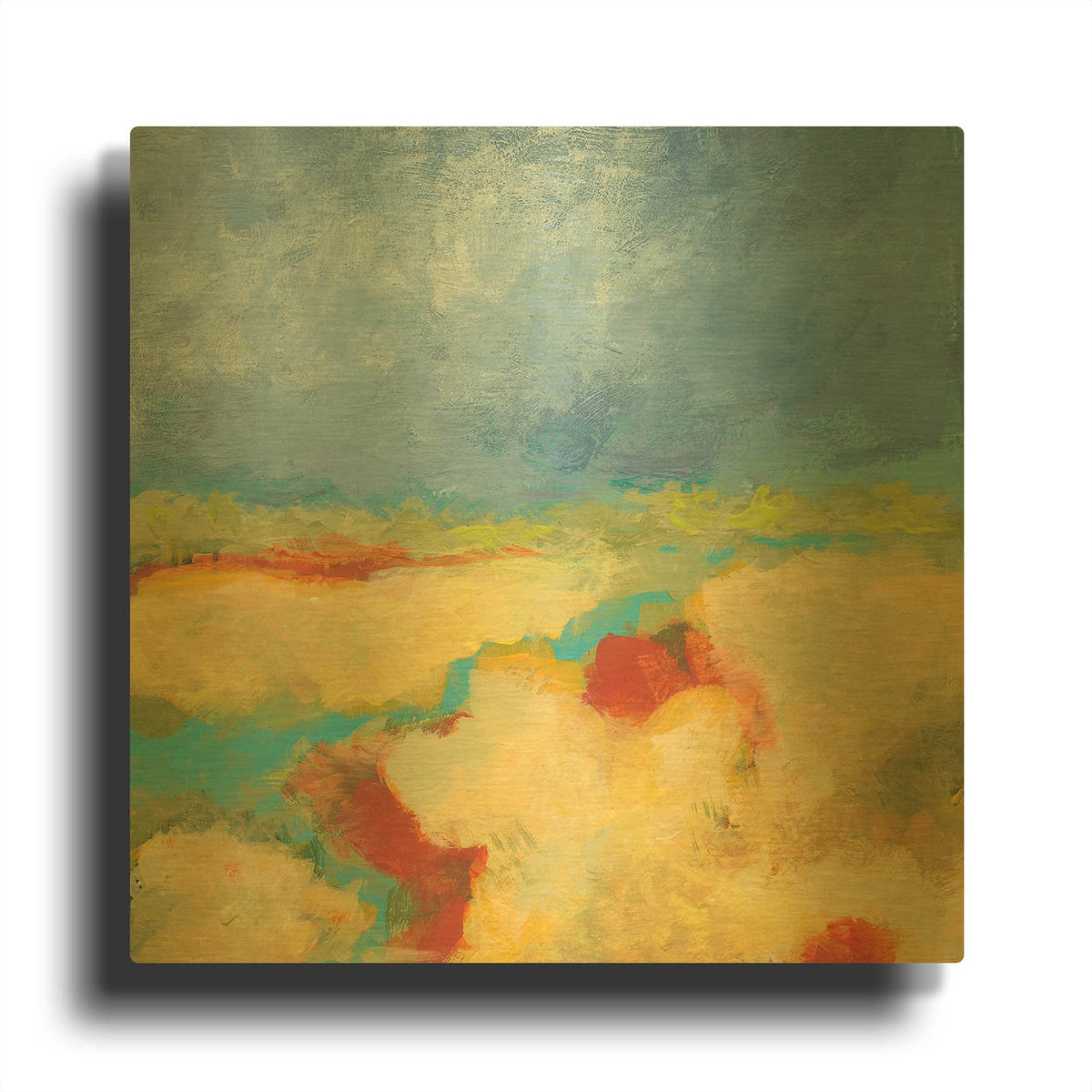 'Meandering River' By Jan Weiss Gold Metal Wall Art