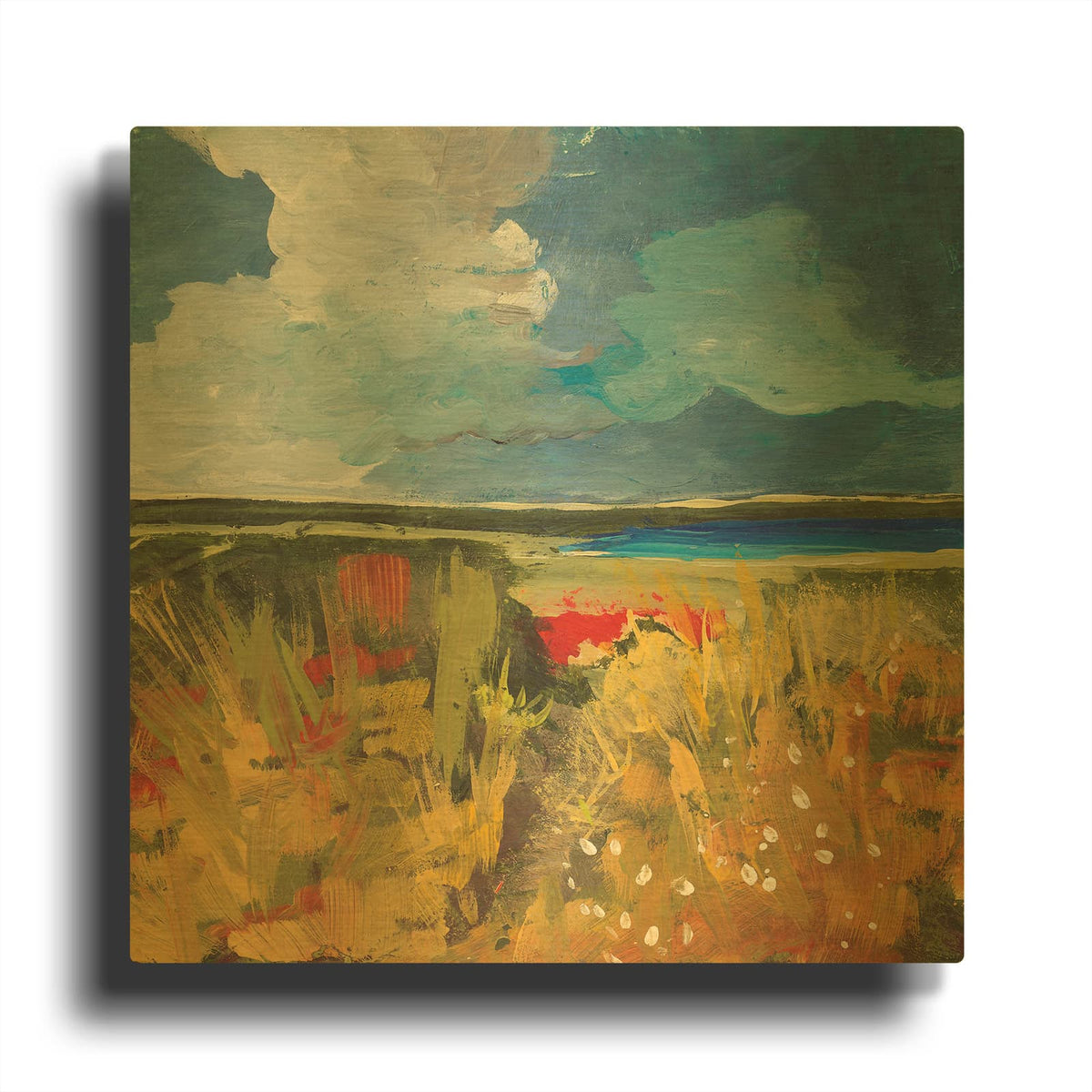 'Spring Wildflowers' By Jan Weiss Gold Metal Wall Art