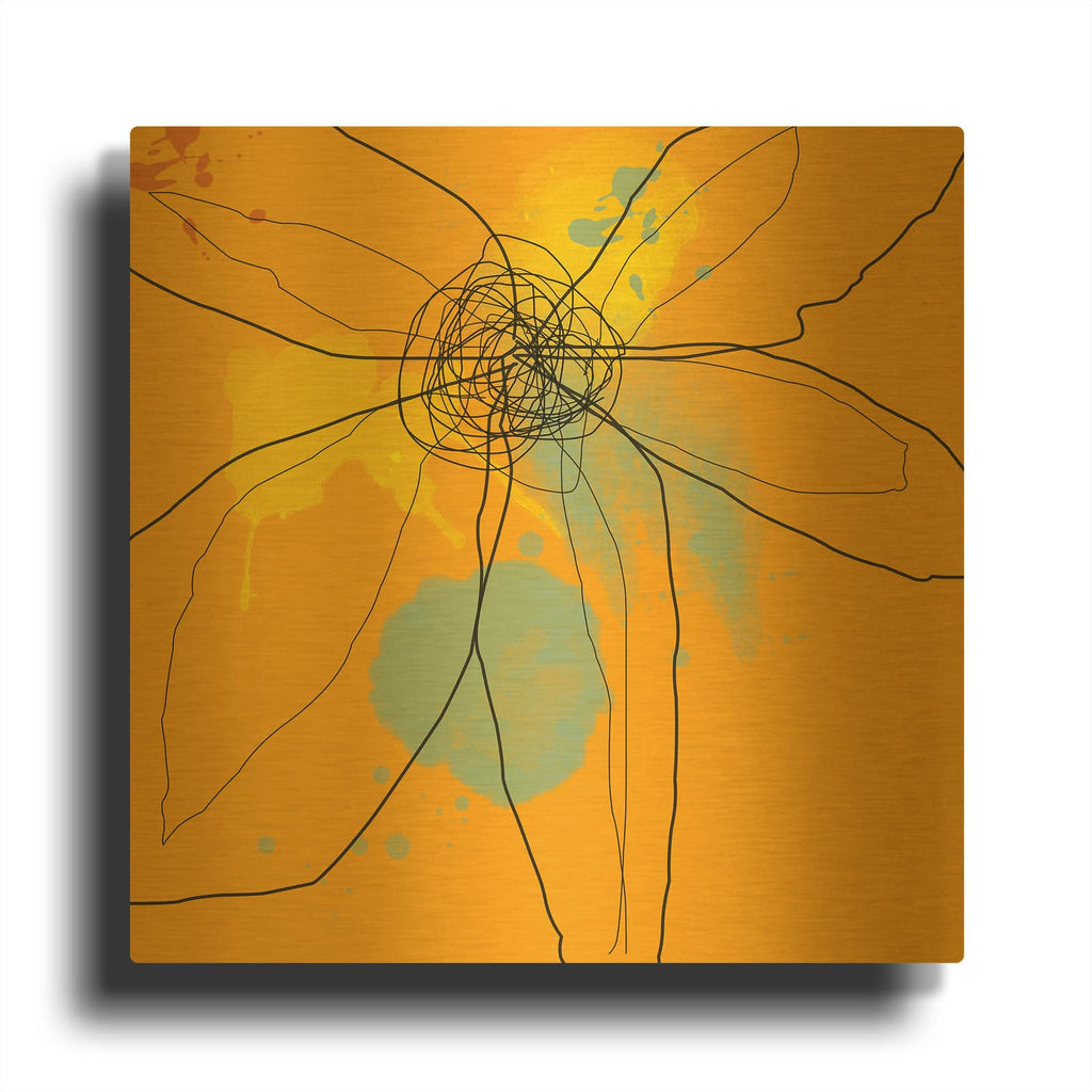 'Orange Lite 2' By Jan Weiss Gold Metal Wall Art
