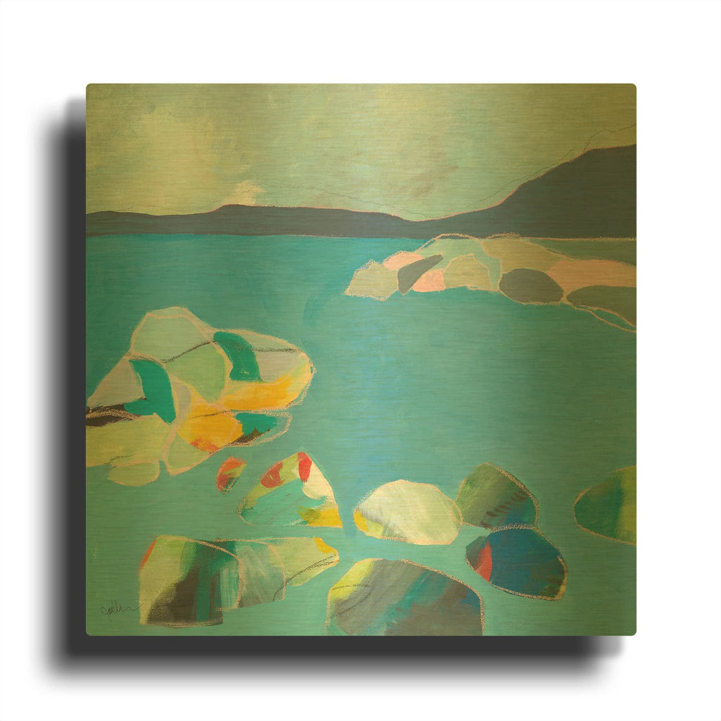 'Sand Harbor Lake Tahoe 4' By Jan Weiss Gold Metal Wall Art