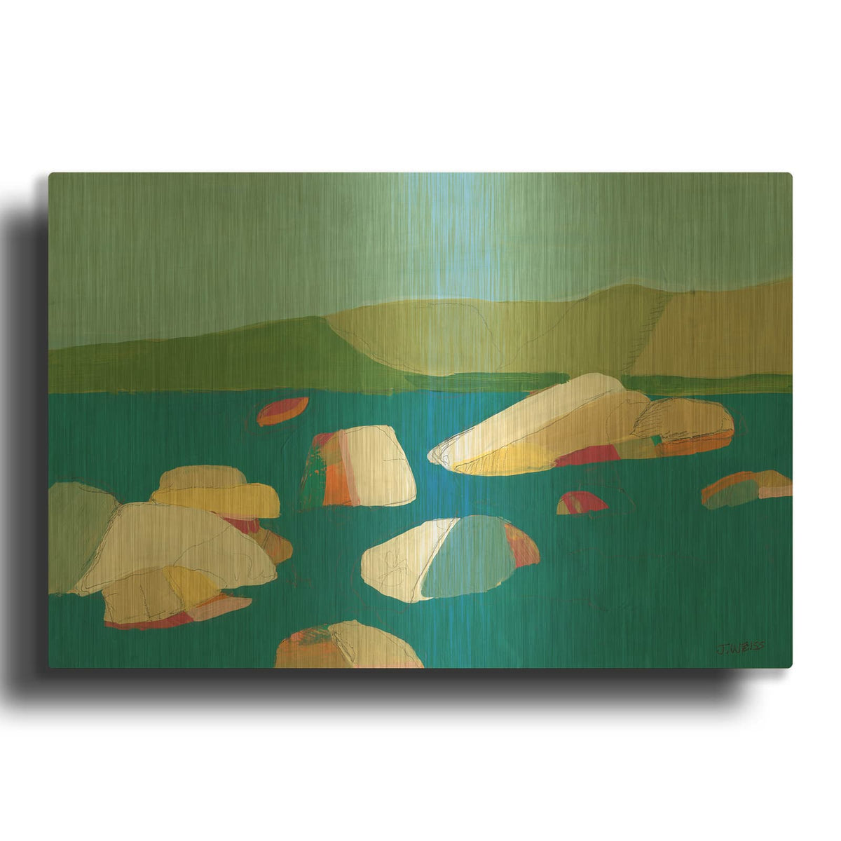 'Sand Harbor No. 2' By Jan Weiss Gold Metal Wall Art