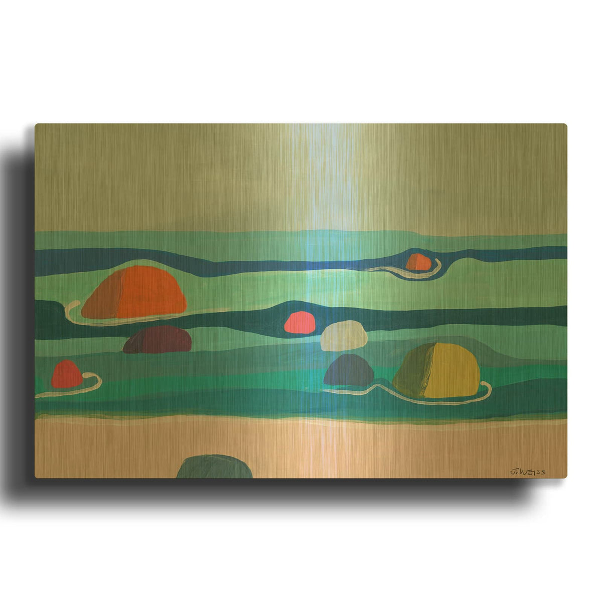 'Marine Layers No. 3' By Jan Weiss Gold Metal Wall Art