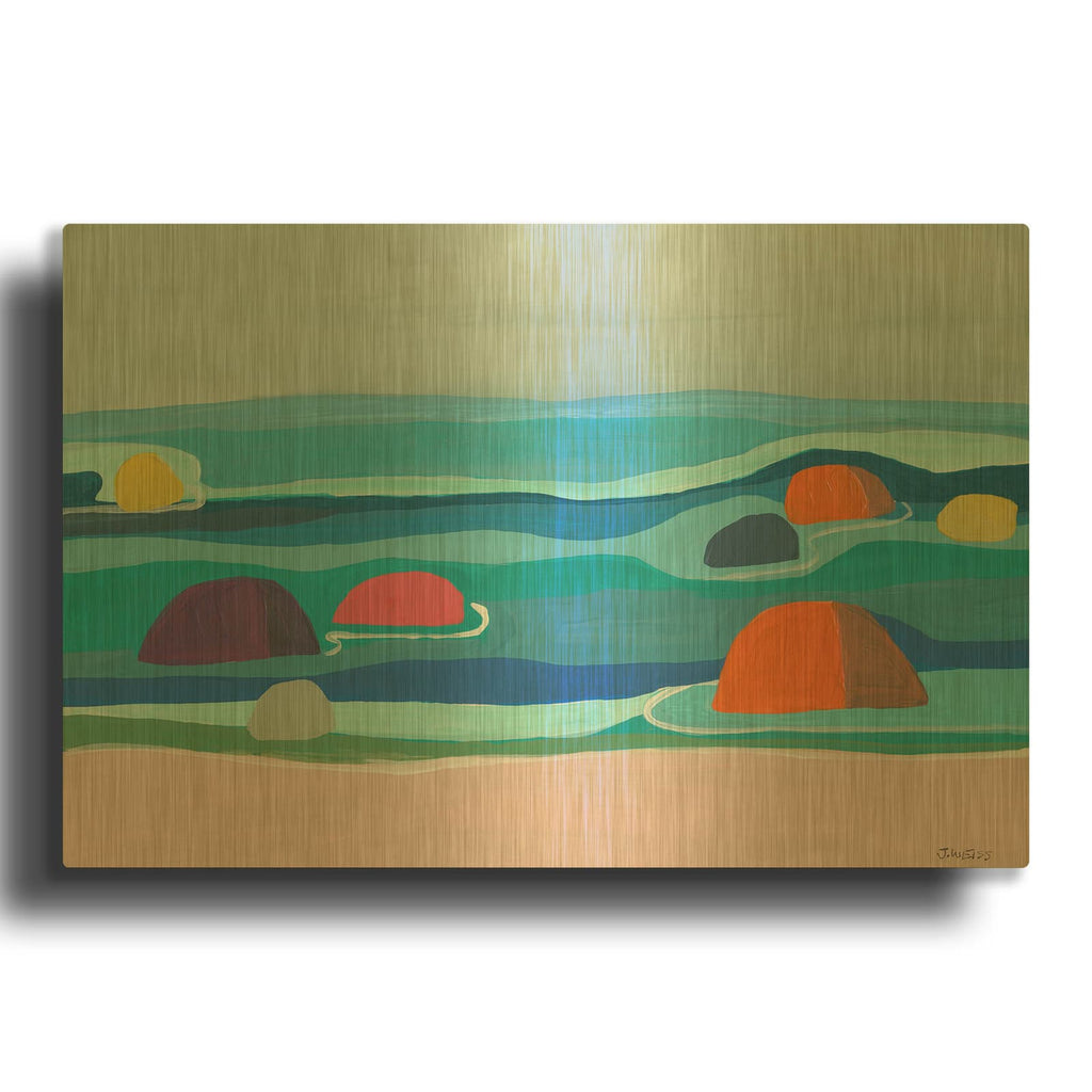 'Marine Layers No. 4' By Jan Weiss Gold Metal Wall Art