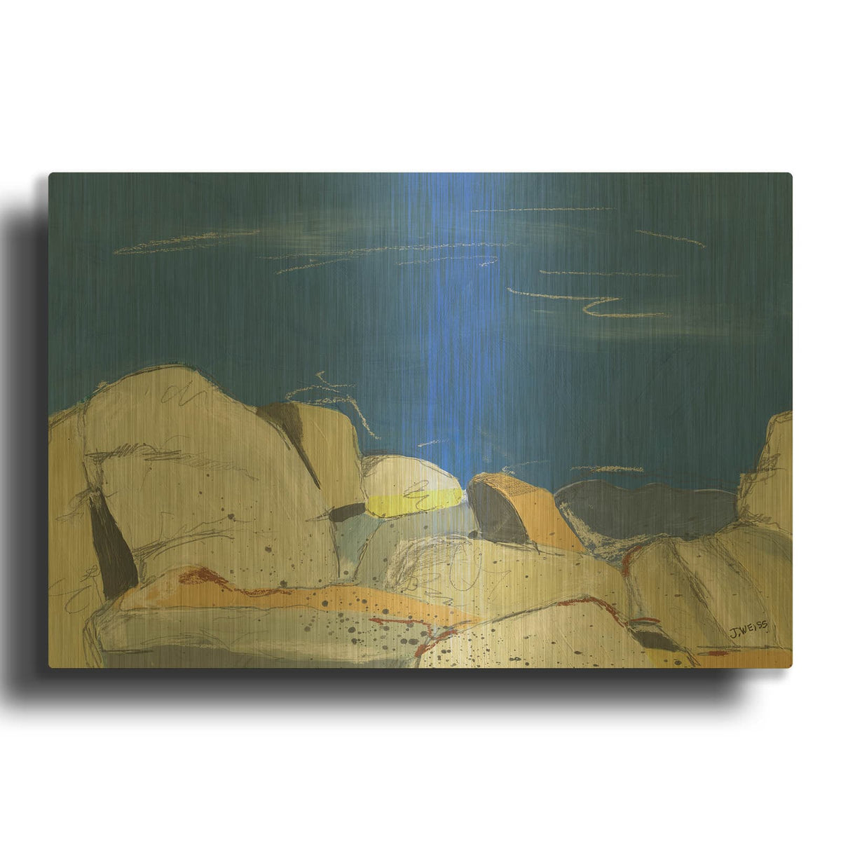 'Joshua Tree Boulders' By Jan Weiss Gold Metal Wall Art