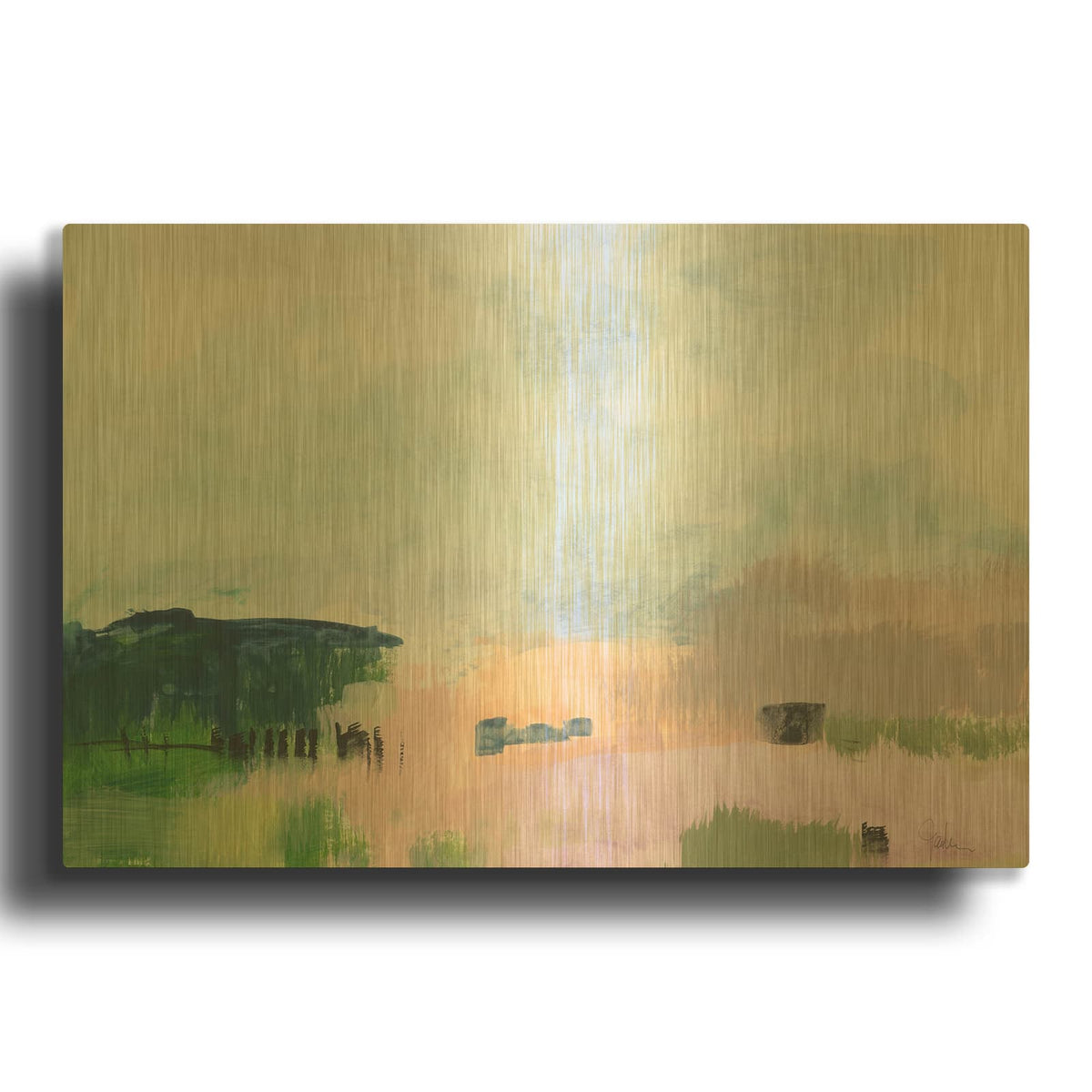 'In The Desert Quiet 3' By Jan Weiss Gold Metal Wall Art