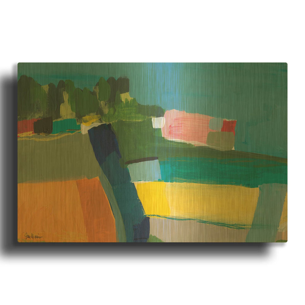 'Small Town On A Hill No. 2' By Jan Weiss Gold Metal Wall Art