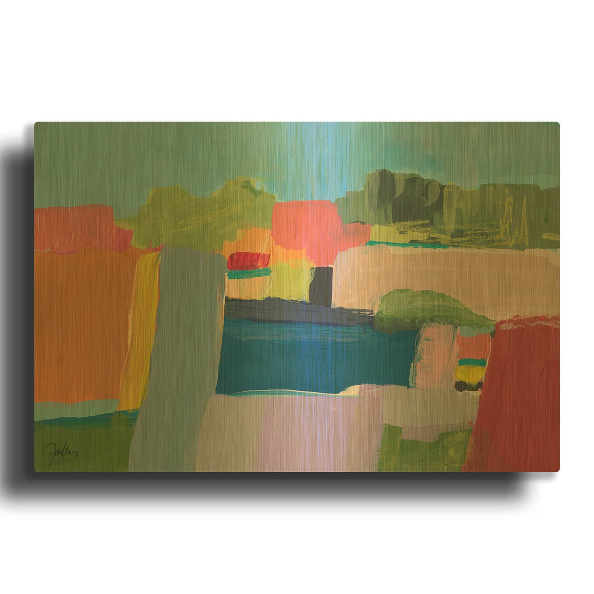'Small Town On A Hill No. 3' By Jan Weiss Gold Metal Wall Art