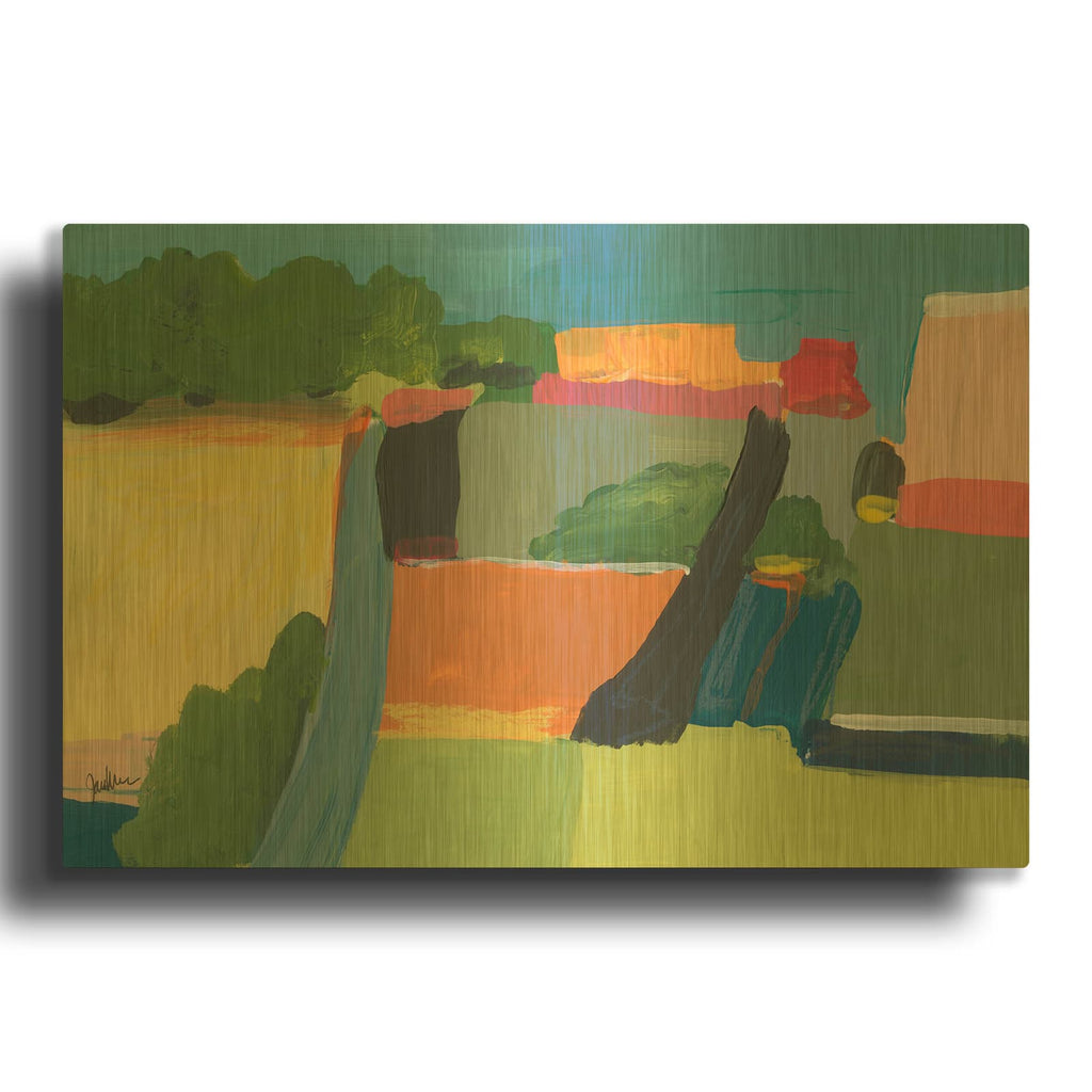 'Small Town On A Hill No. 1' By Jan Weiss Gold Metal Wall Art