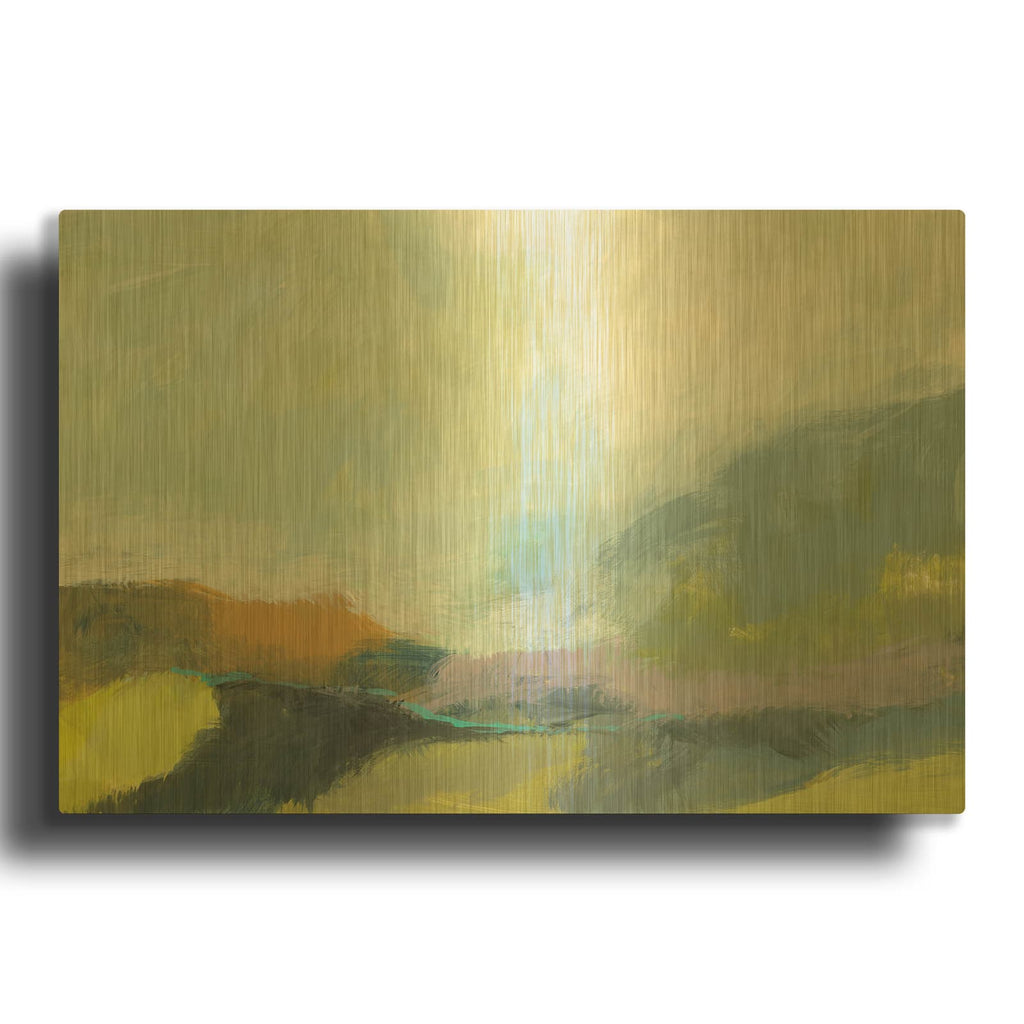 'Natures First Green' By Jan Weiss Gold Metal Wall Art