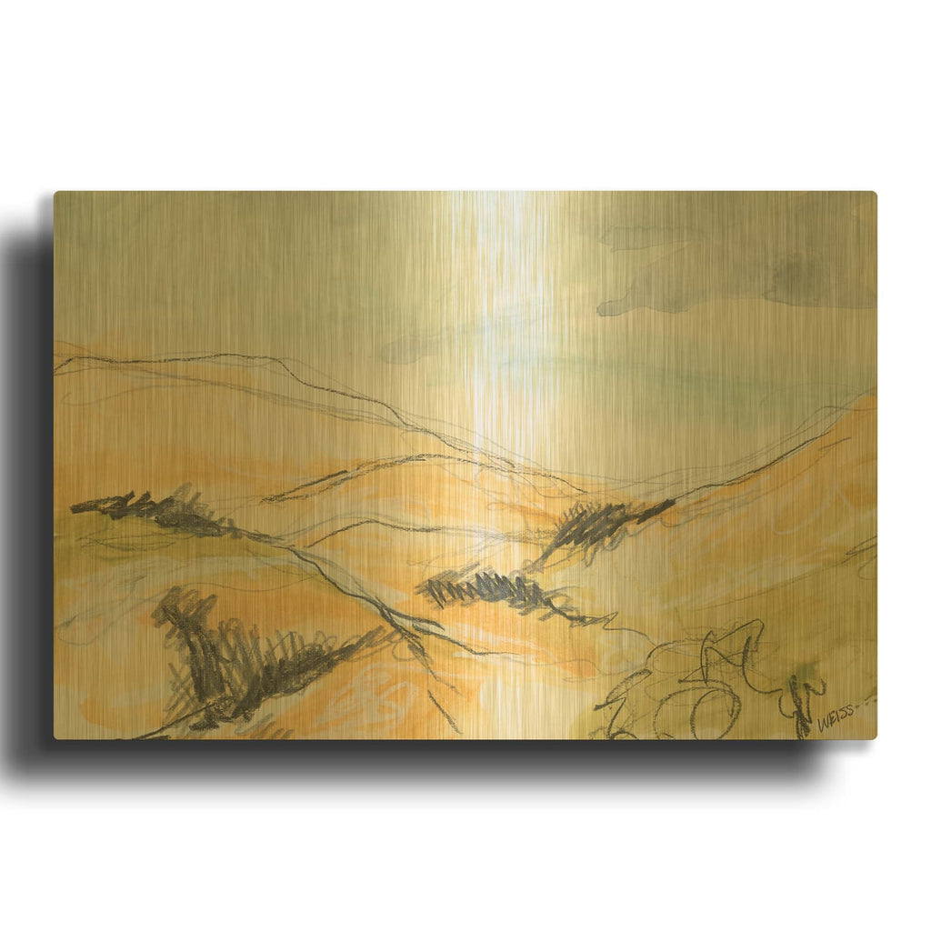 'Summer Hills' By Jan Weiss Gold Metal Wall Art